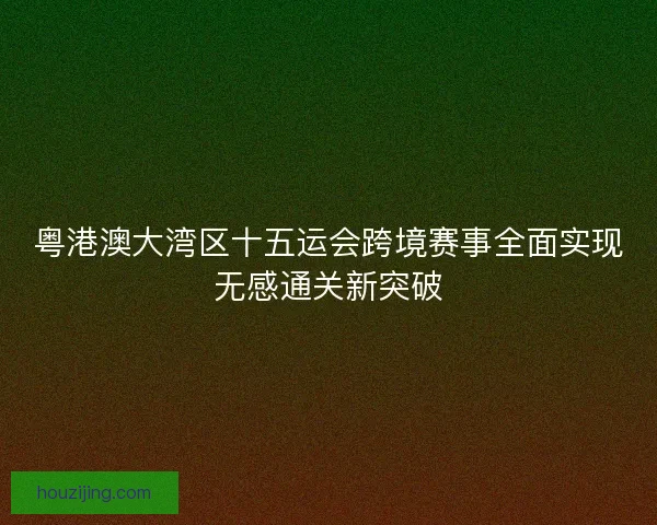 粤港澳大湾区十五运会跨境赛事全面实现无感通关新突破