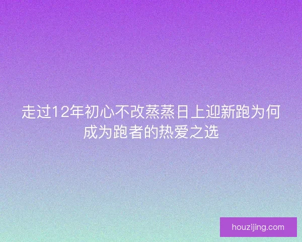 走过12年初心不改蒸蒸日上迎新跑为何成为跑者的热爱之选
