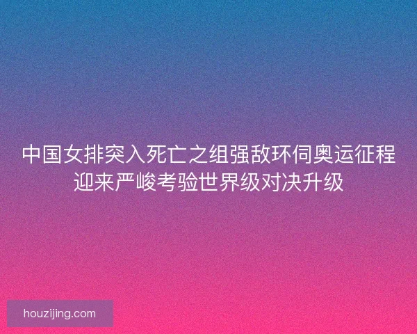中国女排突入死亡之组强敌环伺奥运征程迎来严峻考验世界级对决升级