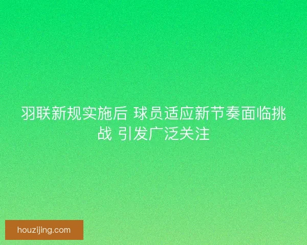羽联新规实施后 球员适应新节奏面临挑战 引发广泛关注