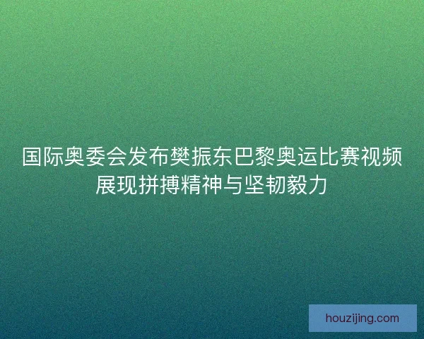 国际奥委会发布樊振东巴黎奥运比赛视频展现拼搏精神与坚韧毅力 国际奥委会发布樊振东巴黎奥运比赛视频展现拼搏精神与坚韧毅力