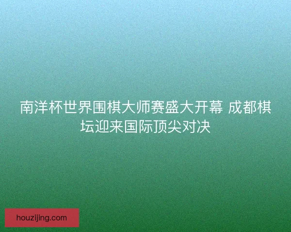 南洋杯世界围棋大师赛盛大开幕 成都棋坛迎来国际顶尖对决