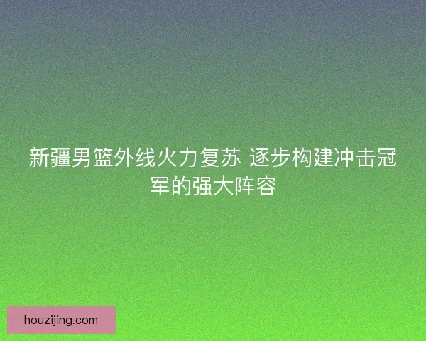 新疆男篮外线火力复苏 逐步构建冲击冠军的强大阵容